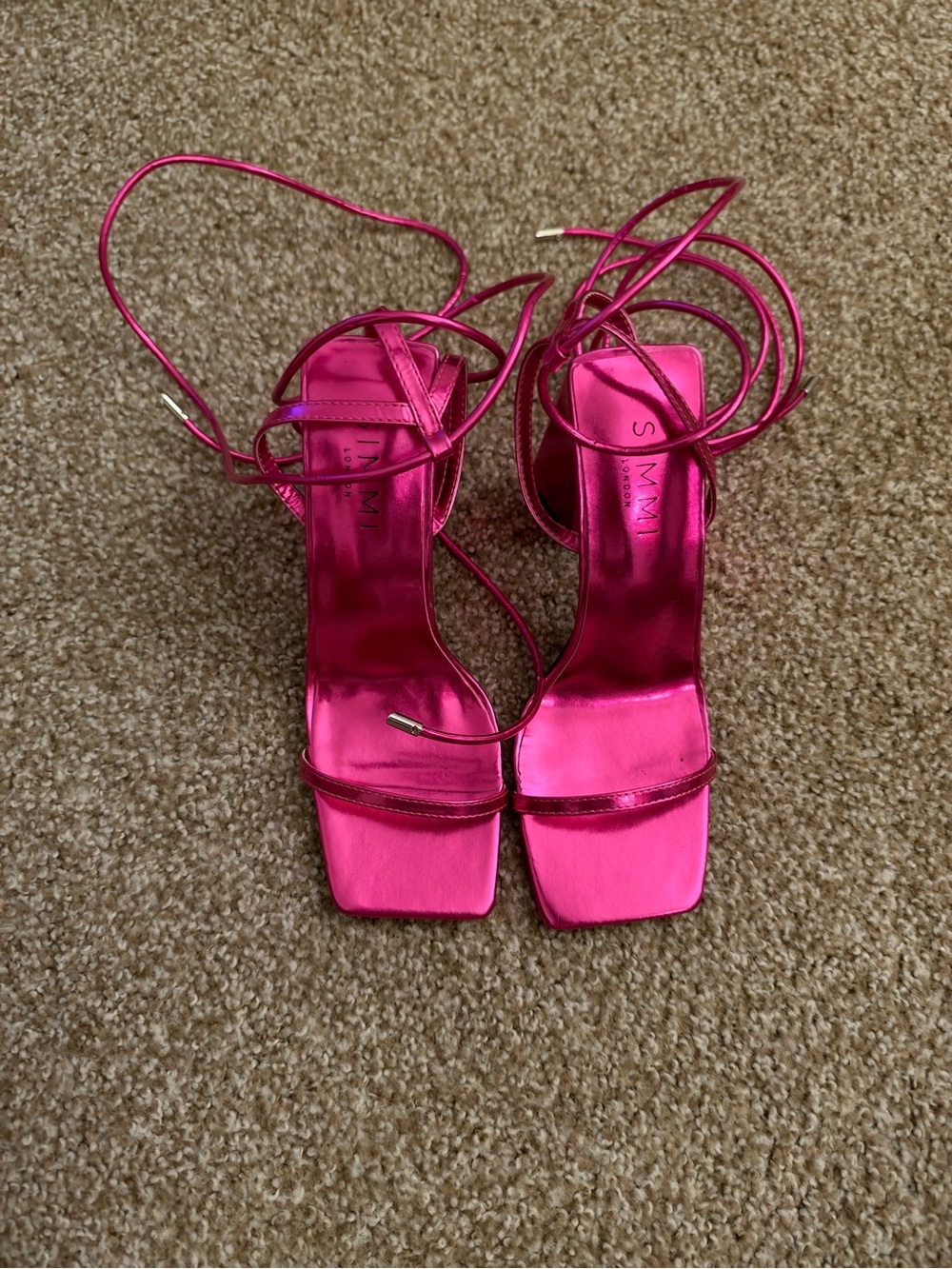 Seymour Metallic Hot Pink Lace-Up Heels